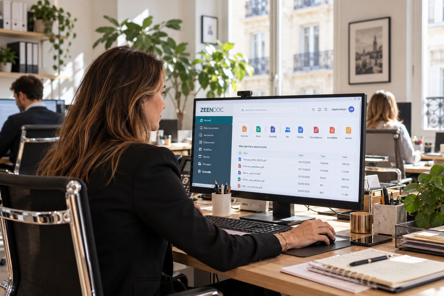 Application Zeendoc ouverte sur un poste de travail